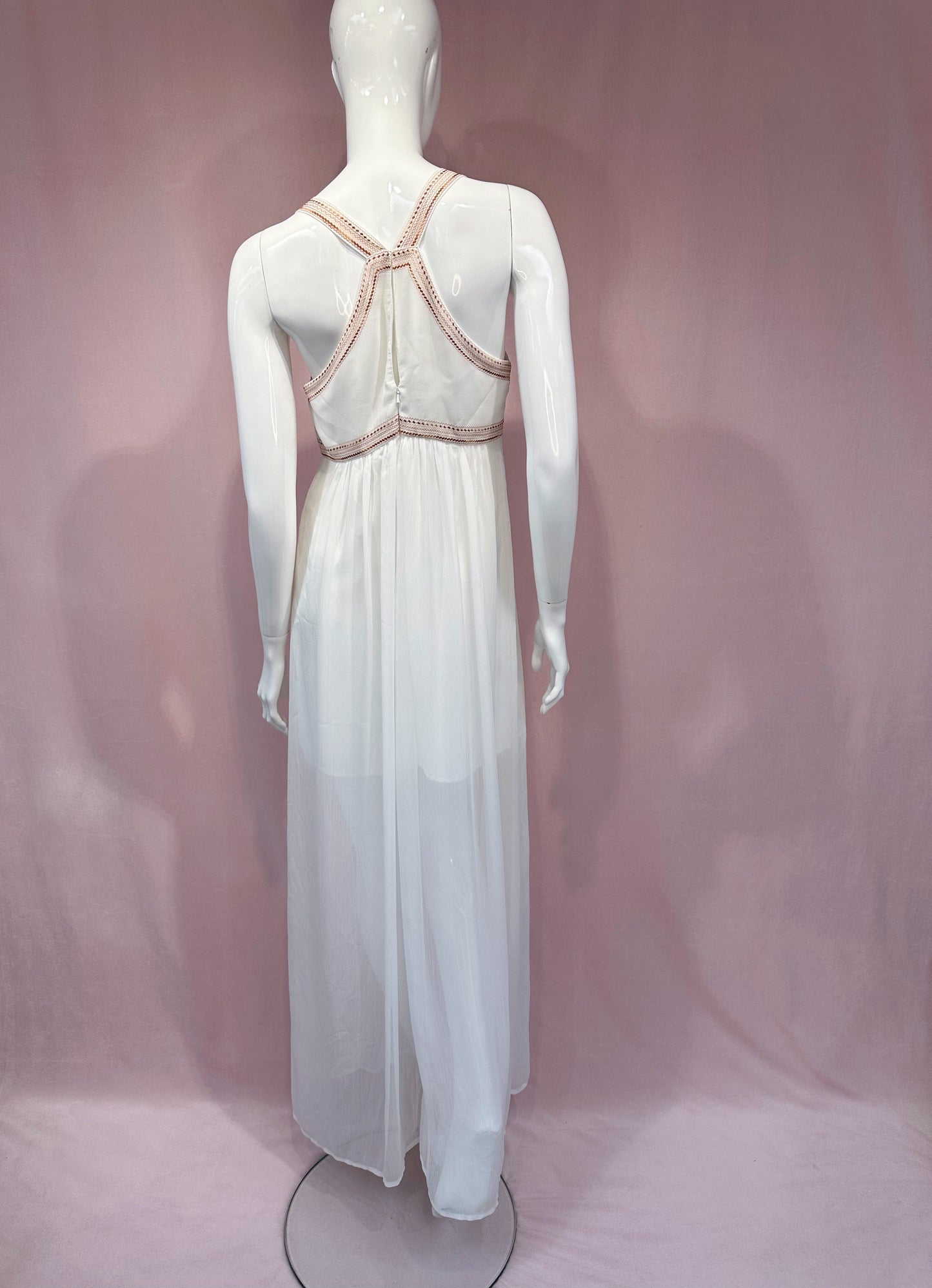 White Bronze Chiffon Dress
