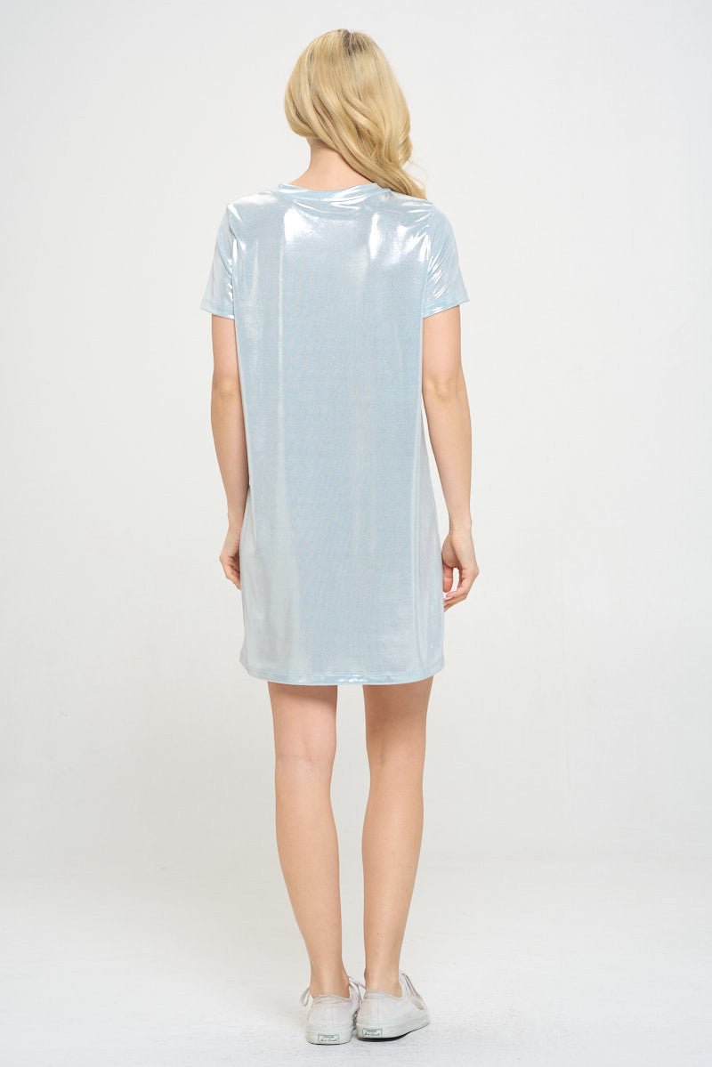 Metallic Short Sleeve Dress