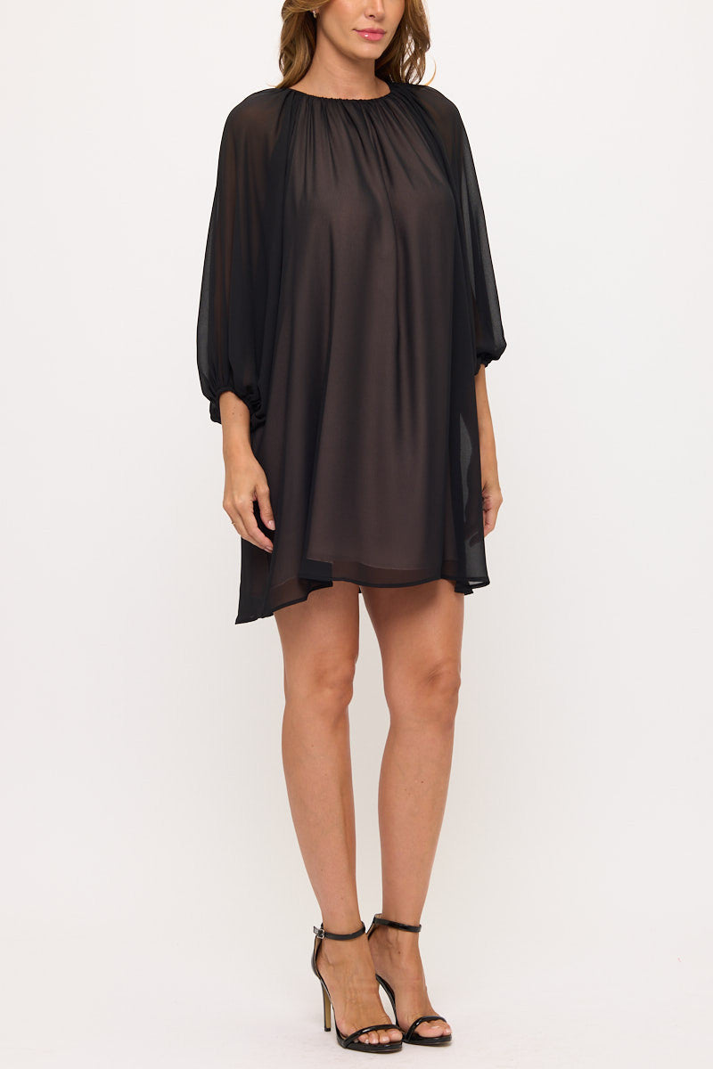 Sheer Overlay Mini Dress