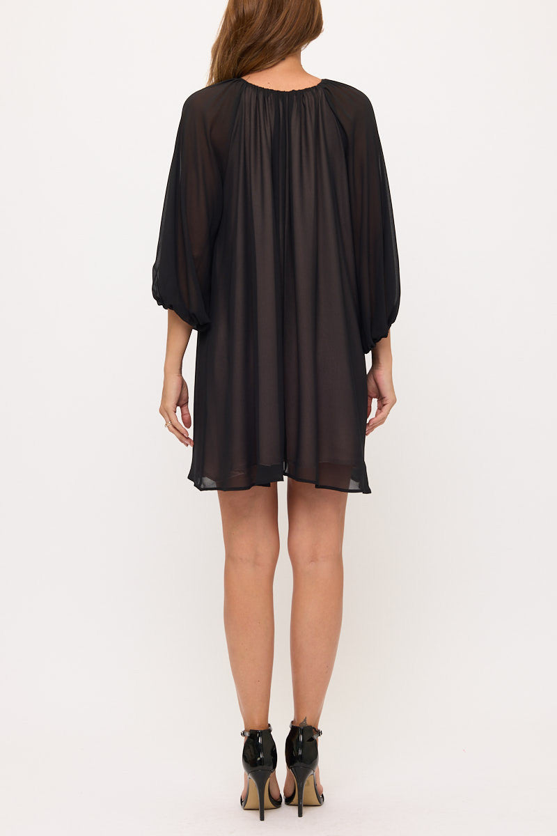 Sheer Overlay Mini Dress